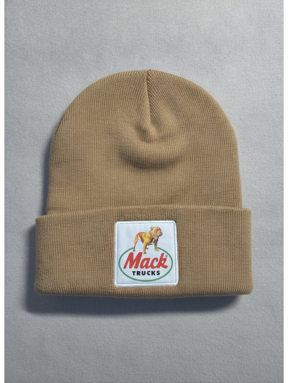 Mack Trucks Classic Logo Beige Knit Beanie Hat